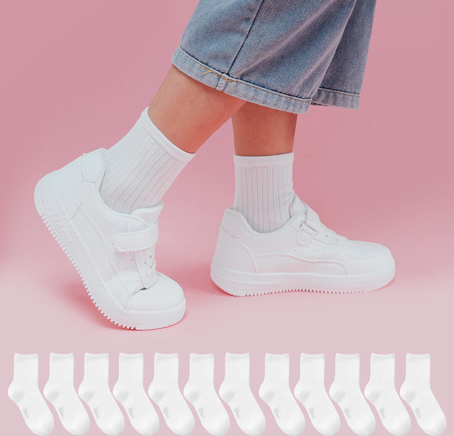 아이뿜 아동용 깔끔한 기본 골지 중목 양말 12켤레 B11