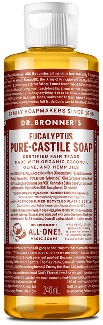 닥터브로너스 유칼립투스 페이스 앤 바디 퓨어 캐스틸 솝 체취 케어 바디워시, 240ml, 1개