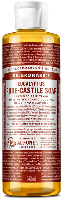 닥터브로너스 유칼립투스 페이스 앤 바디 퓨어 캐스틸 솝 체취 케어 바디워시, 240ml, 1개 - 쿠팡