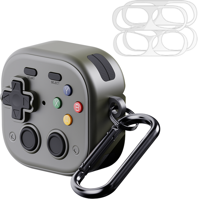 칸탐 에어팟 4 세대 잠금 레트로 분실 방지 보호 케이스, 에어팟4, 그레이, 1개