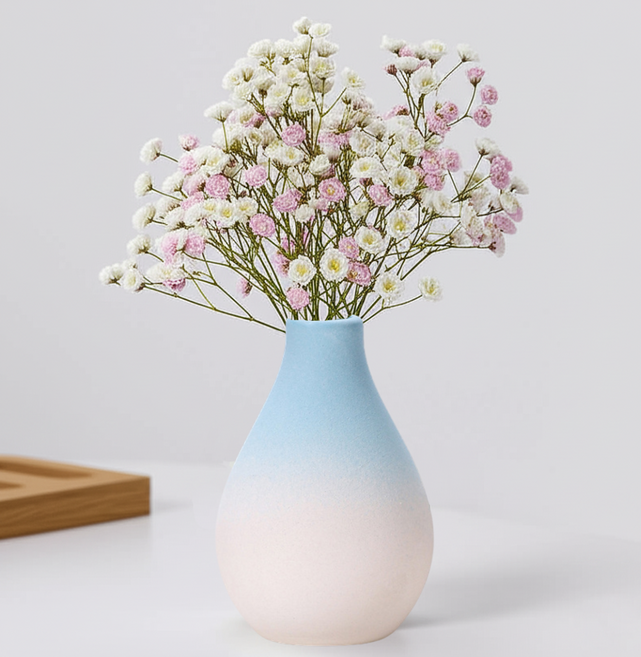 조인메이드 그라데이션 드라이 플라워 미니 꽃병 물방울형, 스카이블루