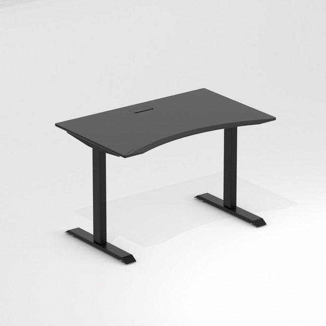 루나랩 게이밍 데스크 커브형 1210 + 일반 책상다리 방문설치, 블랙