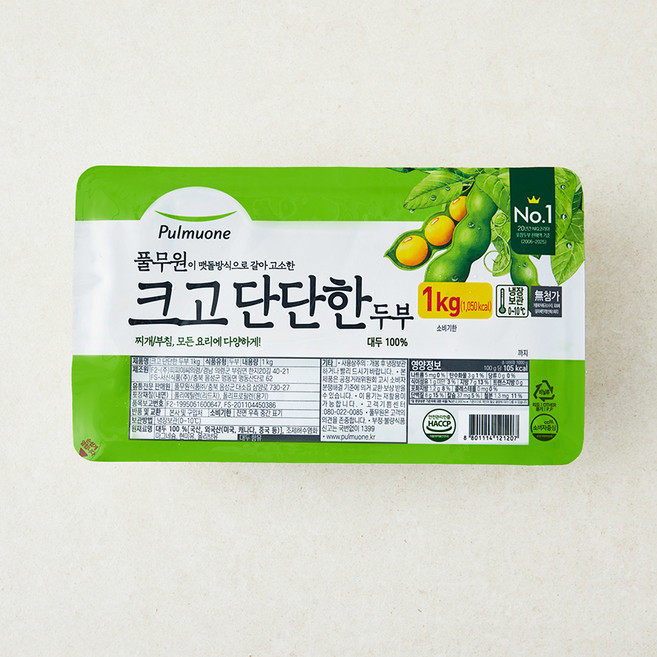풀무원 크고 단단한 두부, 1kg, 1개