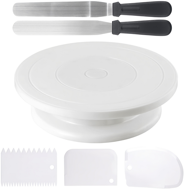 이홈베이킹 케익돌림판 + 스페츌러 2p + 스크레이퍼 3종 케익만들기 세트, 1세트