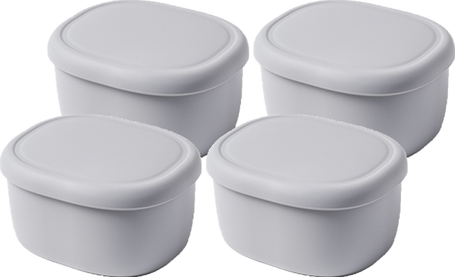 키친팩토리 파스텔 실리콘 라운드 밀폐용기 그레이, 4개, 300ml