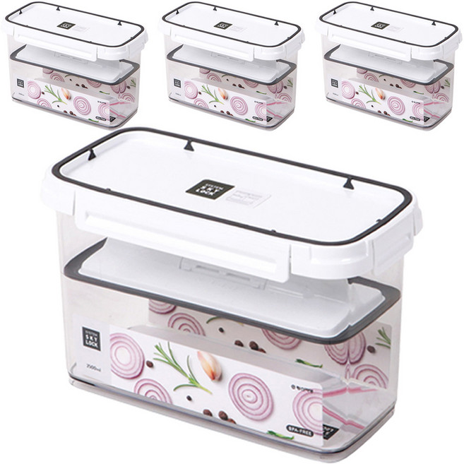 수납이야기 스카이락 와이드 누름판 3호 밀폐용기, 2.5L, 4개