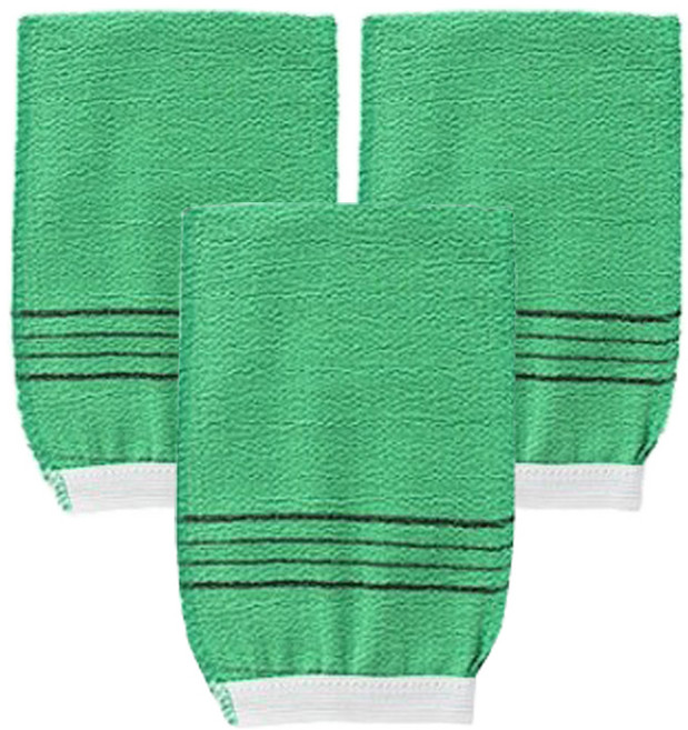 비타벨로 대형 고급 이태리 때밀이 타올, 그린, 3개