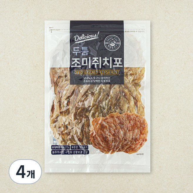 해맑은푸드 두꺼운 두툼쥐포 6장 내외, 4개, 230g