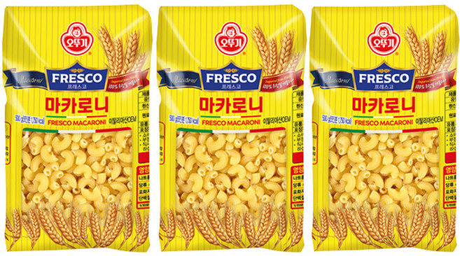 오뚜기 프레스코 마카로니, 500g, 3개