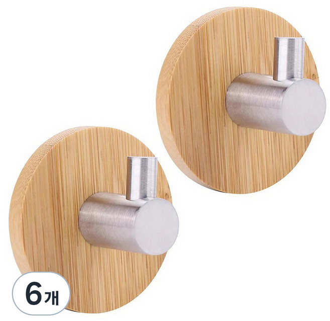 한봄누리 다용도 접착식 벽걸이 1구, 우드, 6개