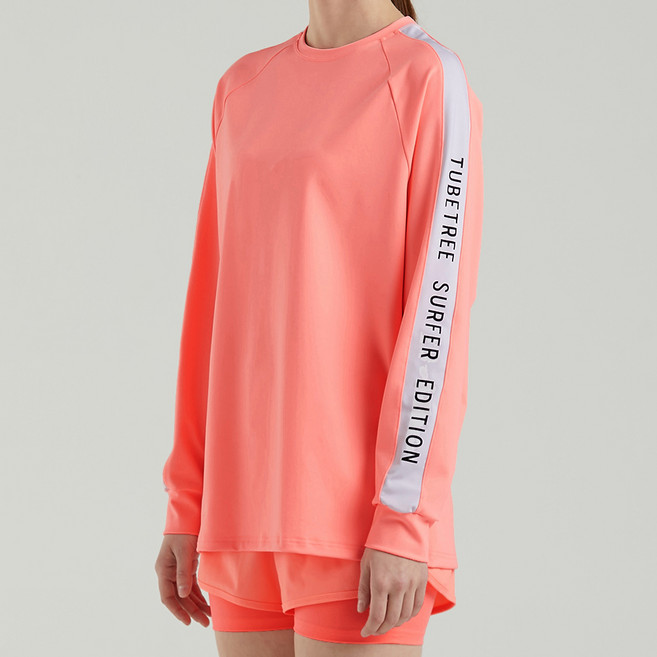 튜브트리 여성용 오버핏 베텔기우스 래쉬가드 상의, 피치