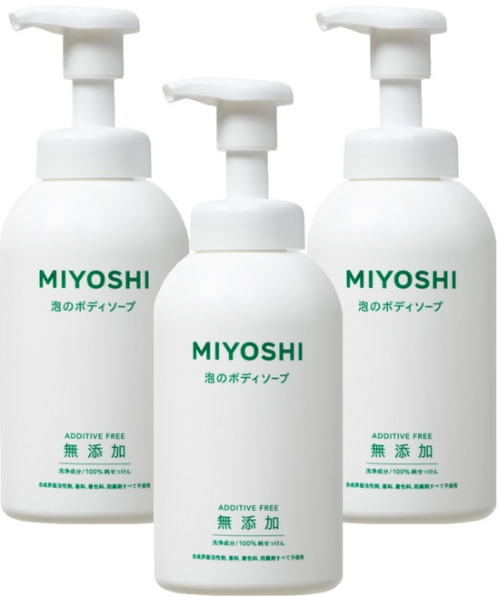 MIYOSHI 無添加 泡沫沐浴乳, 500ml, 3瓶