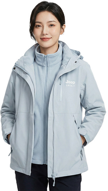 Jeep Spirit 女款三合一機能防風外套 + 刷毛夾克套組