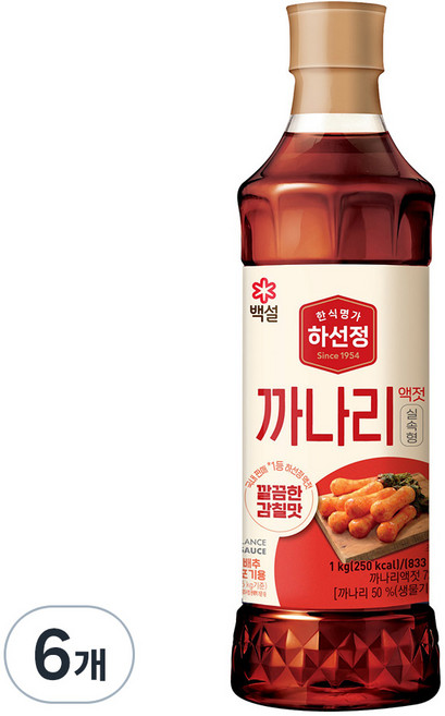 하선정 까나리액젓 실속형, 1kg, 6개