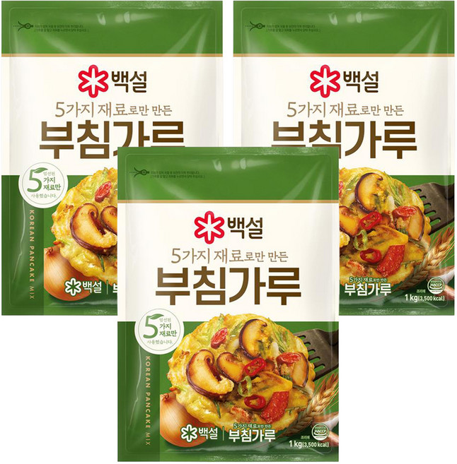 백설 5가지 재료로만 만든 부침가루, 1kg, 3개