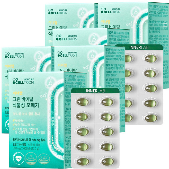 이너랩 그린 바이탈 식물성 오메가, 60정, 6개