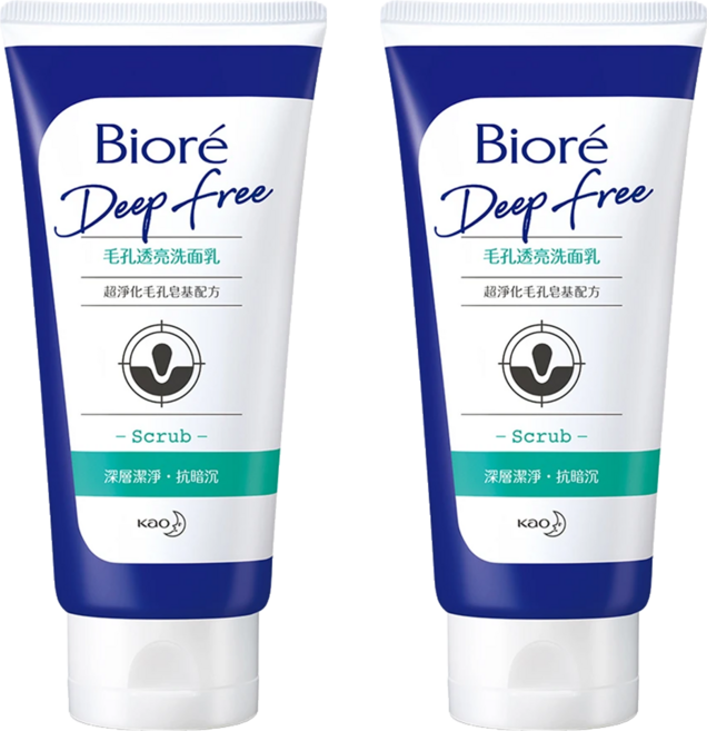 Biore 蜜妮 Deep Free 毛孔透亮洗面乳, 120g, 2條
