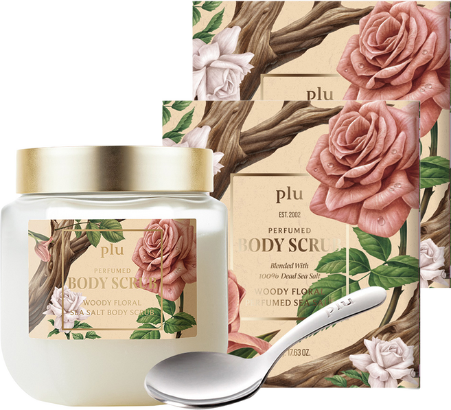 플루 씨솔트 바디스크럽 우디 플로럴향, 500g, 2개