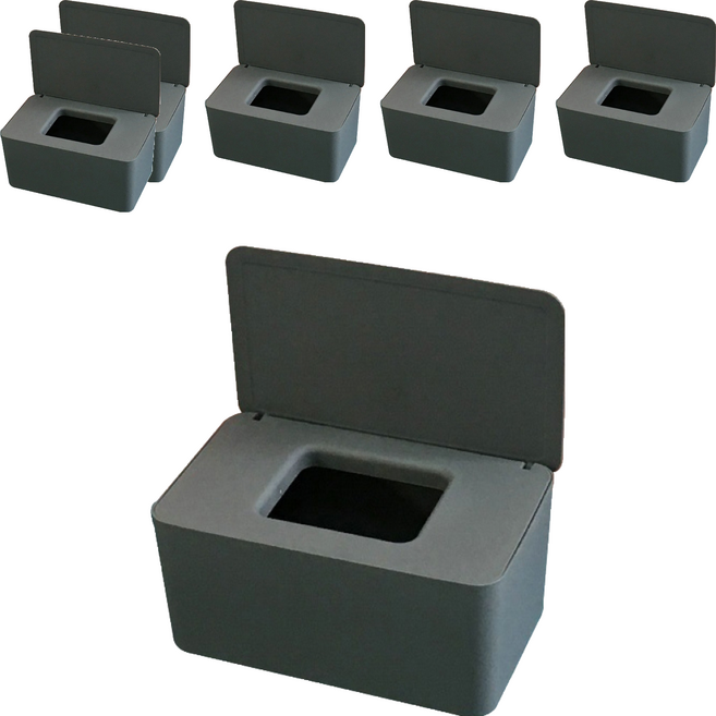 MEO 이중캡 밀폐커버 물티슈 케이스 100매용, 그레이, 6개