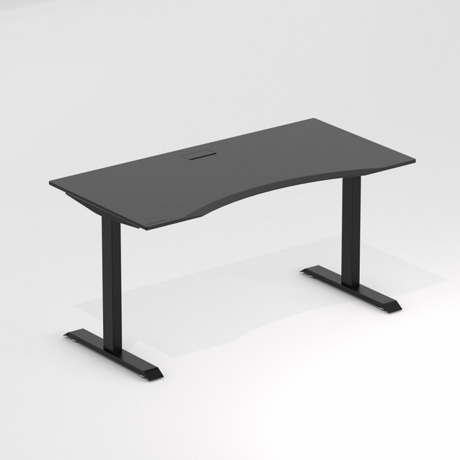 루나랩 게이밍 책상 커브형 1524 + 일반 책상다리 방문설치, 블랙