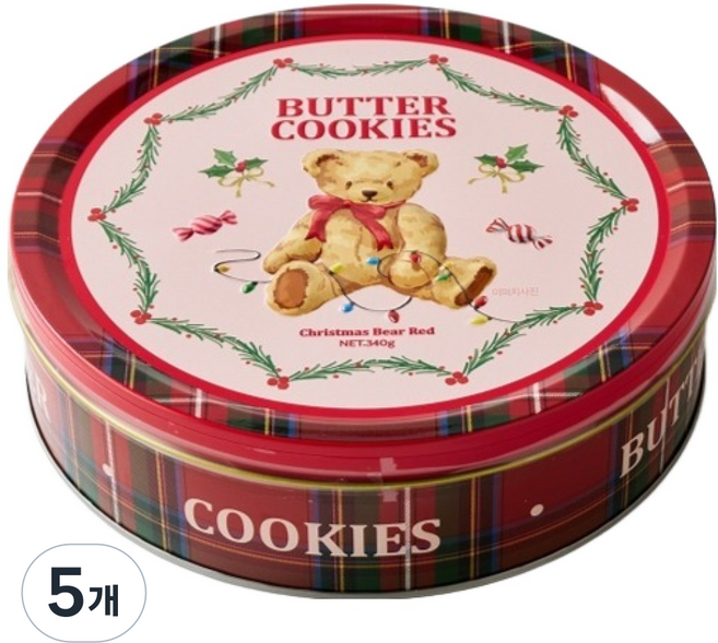 모던하우스 크리스마스베어 버터쿠키 레드, 340g, 5개