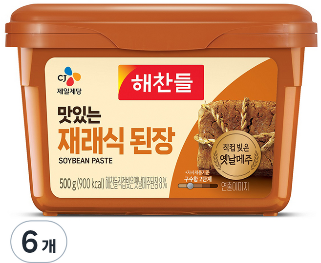해찬들 재래식 된장, 500g, 6개