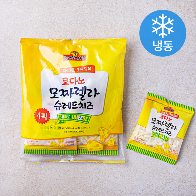 코다노 모짜렐라 슈레드 치즈 (냉동), 27g, 4개입, 1개