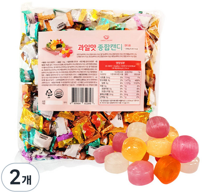스위트영 과일맛 종합캔디, 1.5kg, 2개