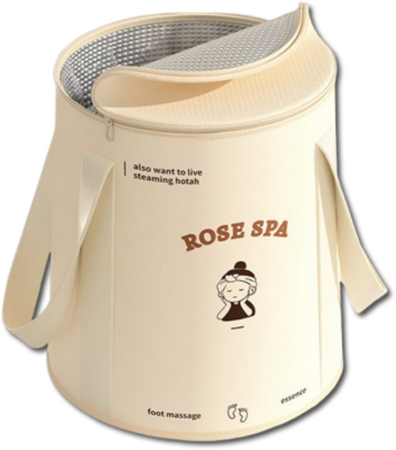 에르보 5단보온 접이식 족욕통, 1개, 크림베이지