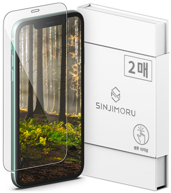 신지모루 0.2mm 터치강화 강화유리 휴대폰 액정보호필름 2p 세트, 1세트