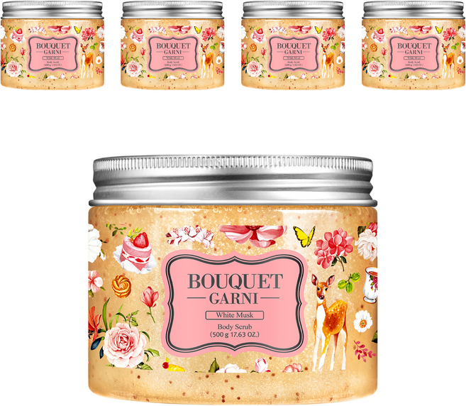 부케가르니 슈가 바디스크럽 화이트 머스크, 500g, 5개