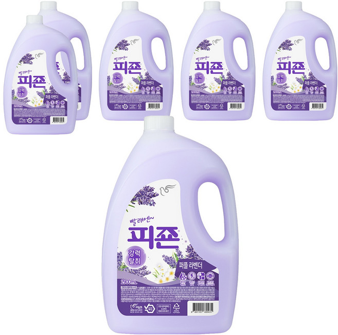 피죤 강력탈취 섬유유연제 퍼플라벤더 본품, 2.9L, 6개