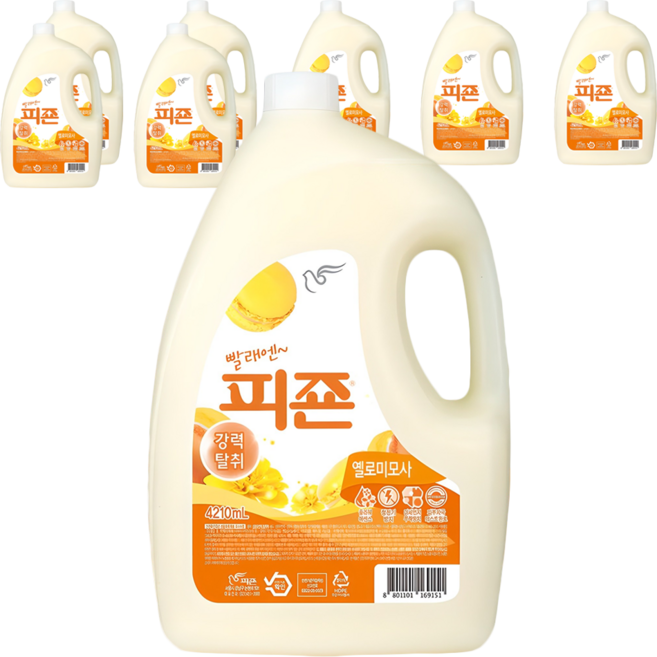 피죤 레귤러 섬유유연제 옐로미모사 본품, 4.21L, 8개