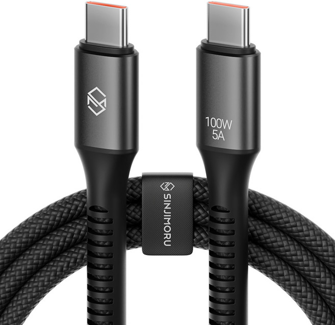 신지모루 C타입-C타입 우븐 100W PD 초고속 충전 케이블, 1개, 블랙, 0.5m