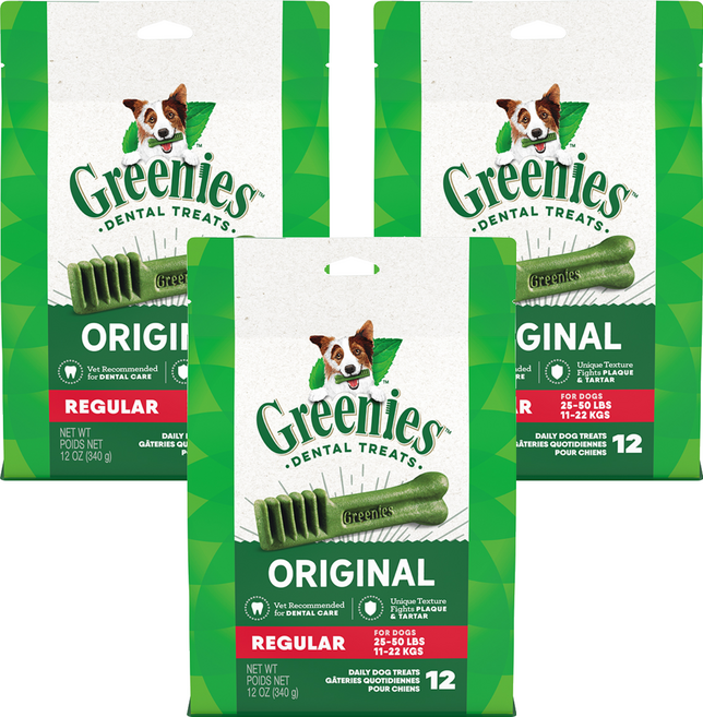 Greenies 健綠 潔牙骨 11-22公斤犬用 原味, 340g, 3包