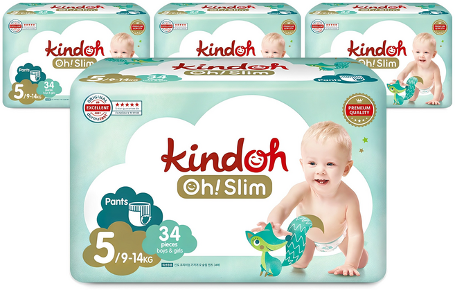 킨도 프리미엄 오슬림 팬티형 기저귀, 5단계, 136매