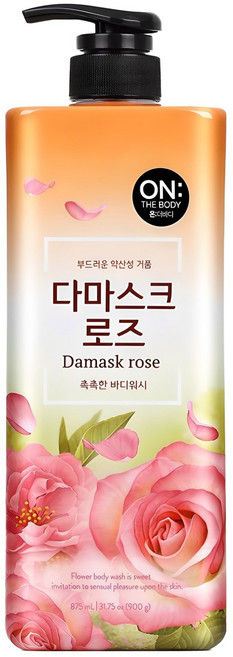 온더바디 플라워 약산성 퍼퓸 바디워시 다마스크 로즈향, 875ml, 1개