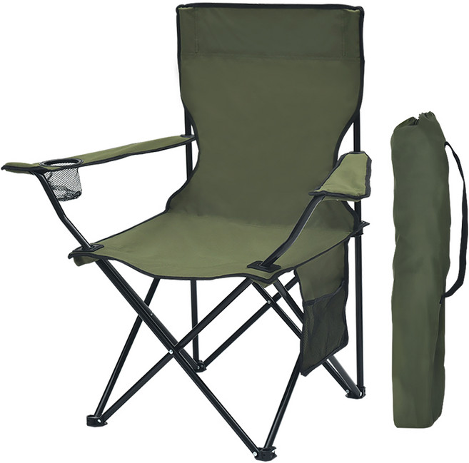 디유 아웃도어 캠핑 스틸 히든포켓 접이식 의자 대형 89cm + 전용가방 세트, 카키, 1세트