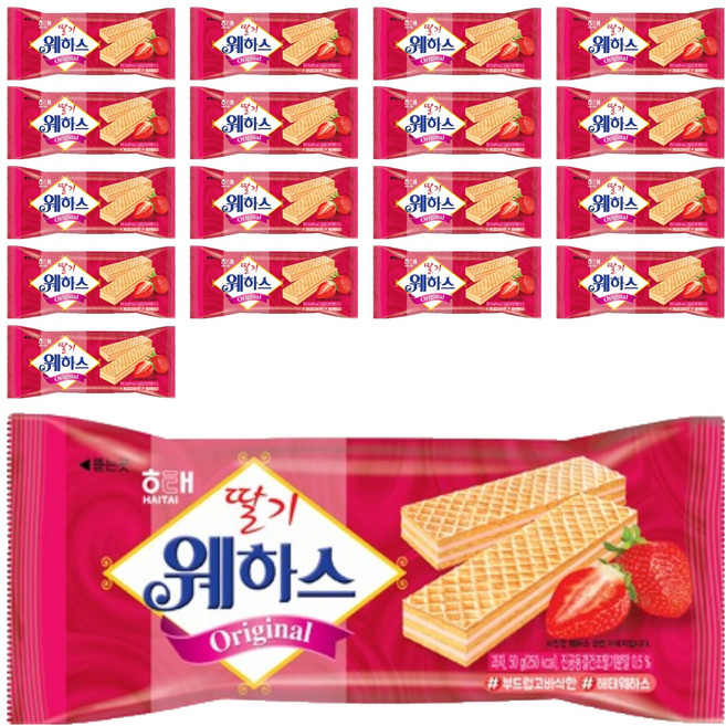 해태제과 딸기 웨하스, 50g, 18개
