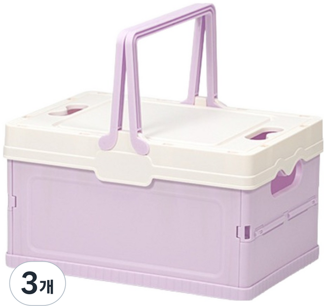 Mabsoshop Vivid 附把手摺疊式家用戶外收納折疊箱 BRP2085, 薰衣草紫, 3個