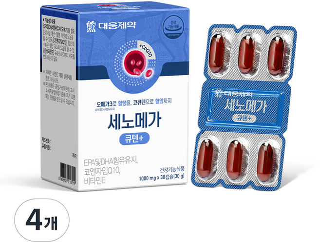 대웅제약 세노메가 큐텐 플러스 장용성 오메가3, 4개, 30정