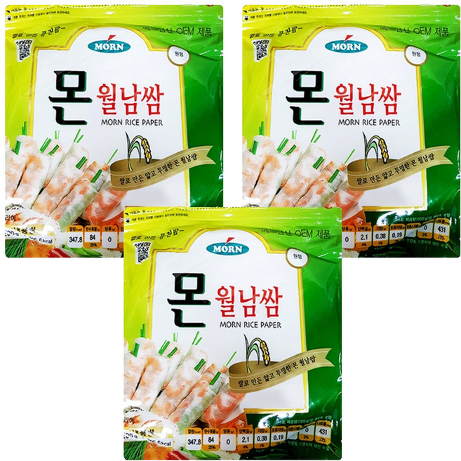 MORN 월남쌈 원형 라이스페이퍼, 200g, 3개