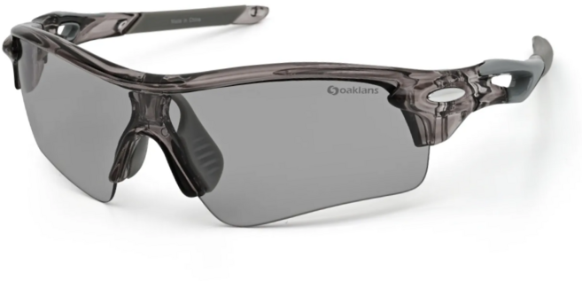 오클랜즈 스포츠 선글라스 Q320, 1개, 투명그레이프레임 + 변색편광렌즈