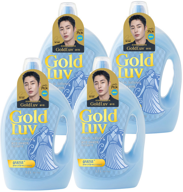 골드럽 섬유유연제 자스민블루 본품, 3.2L, 4개