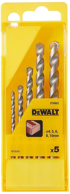 DEWALT 得偉 5支組直柄水泥鑽頭(4.5.6.8.10mm) DT6952-QZ, 1入