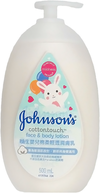 Johnson's 嬌生 嬰兒棉柔輕透潤膚乳, 1瓶, 500ml