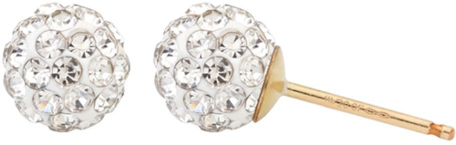 여성용 14K 큐빅볼 귀걸이 4월 탄생석 다이아몬드 컬러 미러볼 이어링 JK216 + 선물케이스