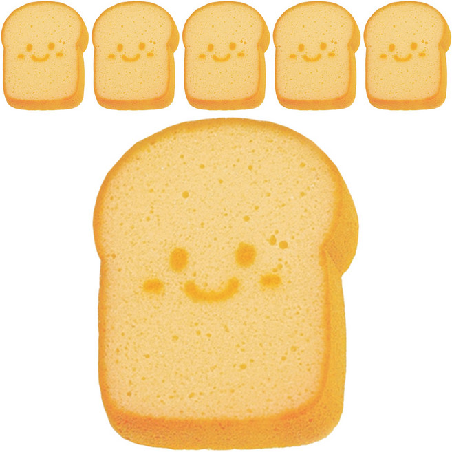 헬로키친 주방 설거지 캐릭터 수세미 식빵, 1개입, 6개