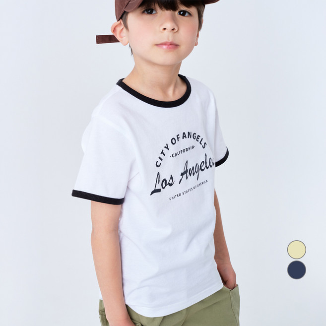 롤리트리 아동용 통기성 순면 레터링 링거 그래픽 티셔츠