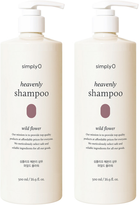 심플리오 헤븐리 샴푸 와일드 플라워, 500ml, 2개